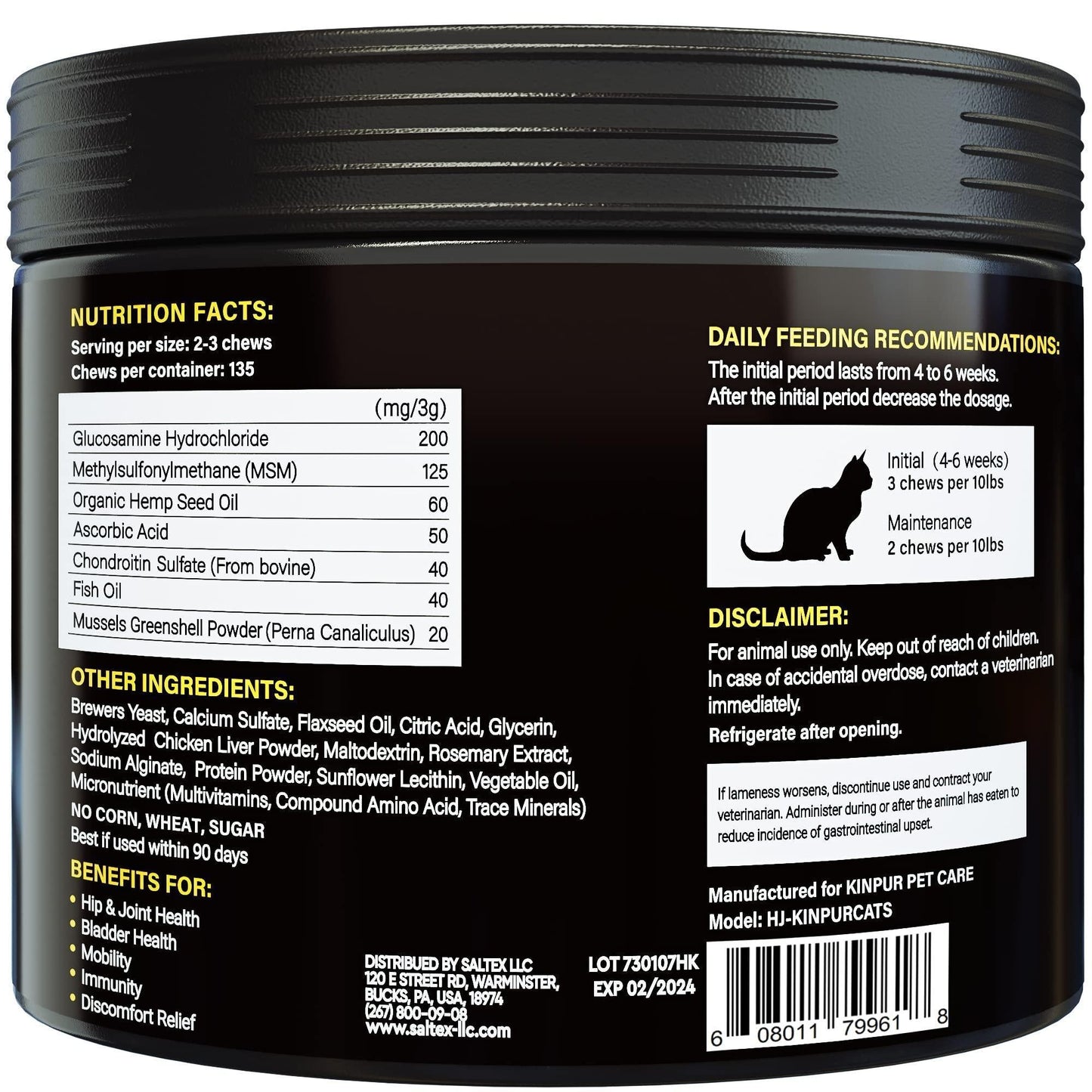 Glucosamine Naturelle pour Chat - Supplément Articulaire