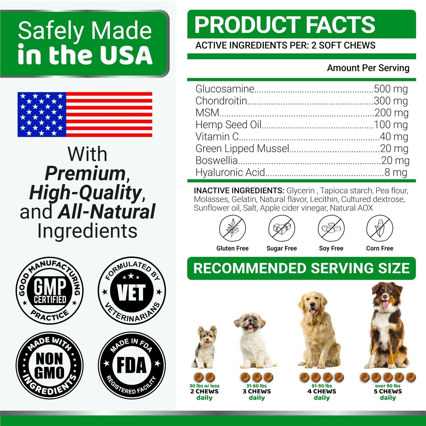 Glucosamine pour Chien - Hanches et Articulations, 170 Morçeaux