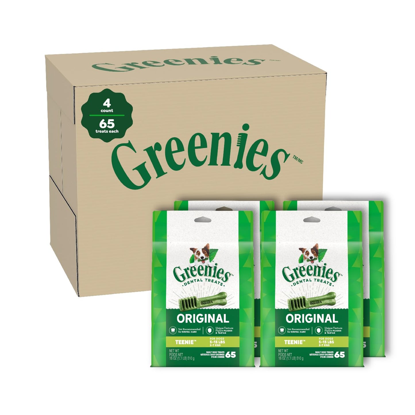 Gâteries Dentaires GREENIES Teenie pour Chien - 260 Morçeaux
