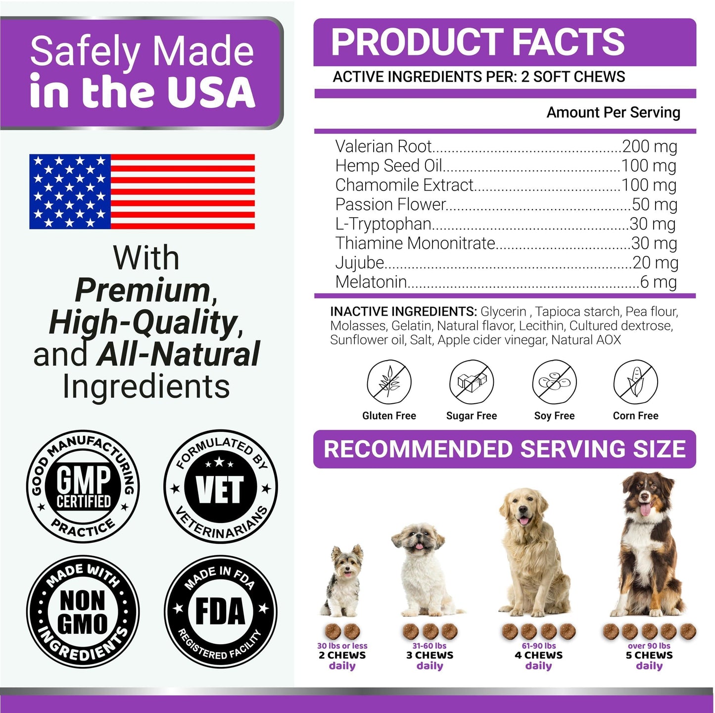 Gâteries Calmantes à la Mélatonine pour Chien - Anti-Stress, 170 Morçeaux