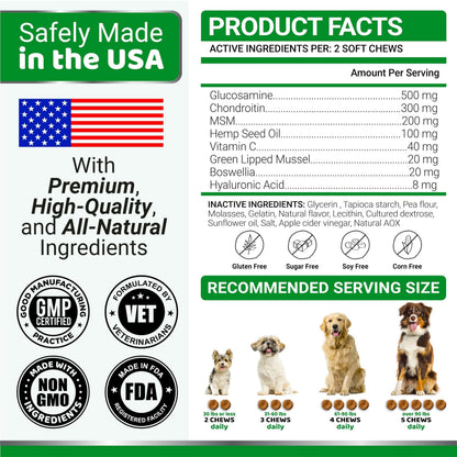 Glucosamine pour Chien - Hanches et Articulations, 170 Morçeaux